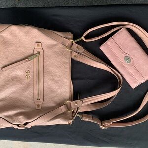 Soft Pink Women's Tote Bag with Matching Wallet - Unbranded